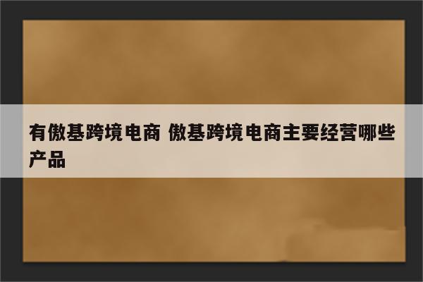 有傲基跨境电商 傲基跨境电商主要经营哪些产品