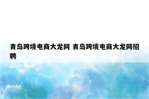 青岛跨境电商大龙网 青岛跨境电商大龙网招聘
