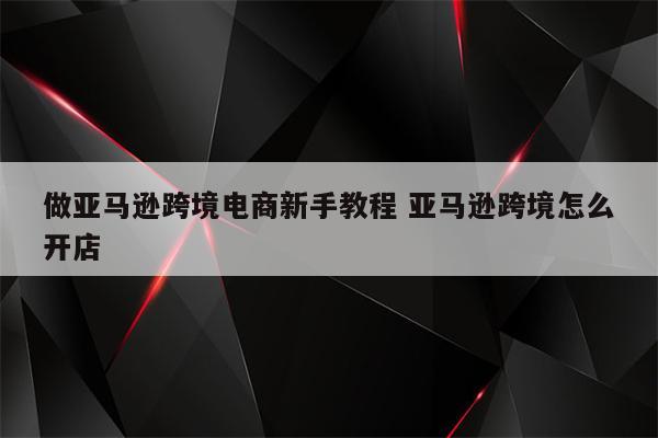 做亚马逊跨境电商新手教程 亚马逊跨境怎么开店