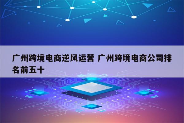 广州跨境电商逆风运营 广州跨境电商公司排名前五十