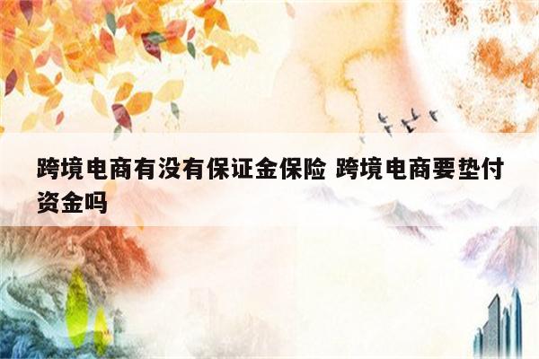 跨境电商有没有保证金保险 跨境电商要垫付资金吗