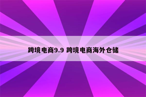 跨境电商9.9 跨境电商海外仓储
