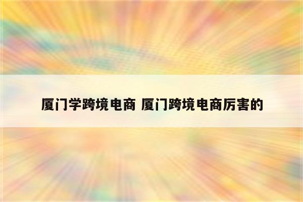 厦门学跨境电商 厦门跨境电商厉害的
