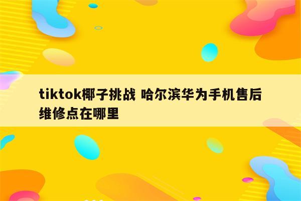 tiktok椰子挑战 哈尔滨华为手机售后维修点在哪里