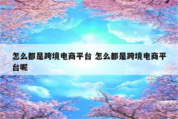怎么都是跨境电商平台 怎么都是跨境电商平台呢