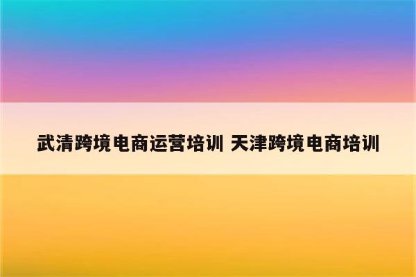 武清跨境电商运营培训 天津跨境电商培训