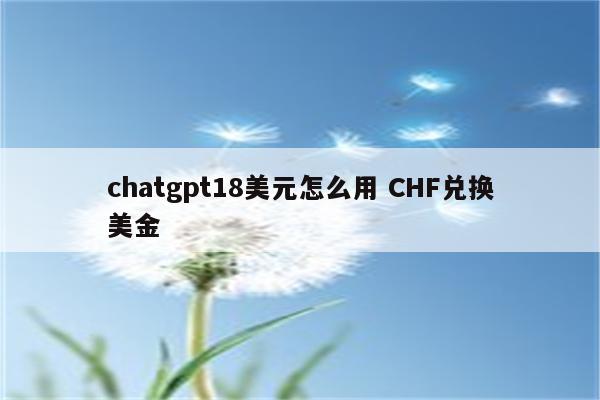 chatgpt18美元怎么用 CHF兑换美金