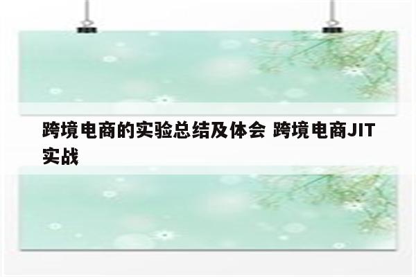 跨境电商的实验总结及体会 跨境电商JIT实战