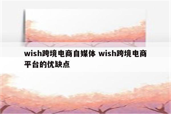 wish跨境电商自媒体 wish跨境电商平台的优缺点
