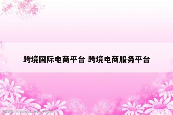 跨境国际电商平台 跨境电商服务平台