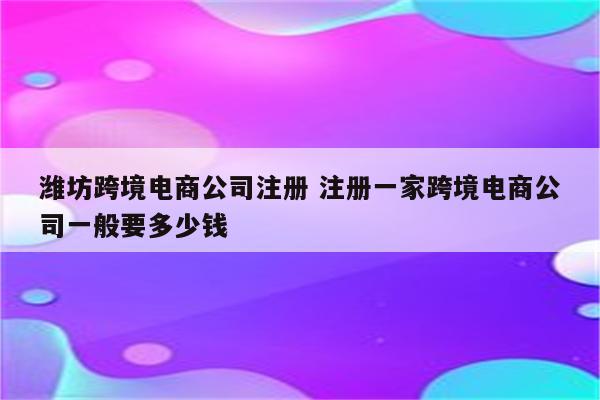 潍坊跨境电商公司注册 注册一家跨境电商公司一般要多少钱