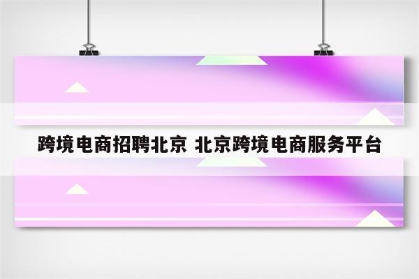 跨境电商招聘北京 北京跨境电商服务平台