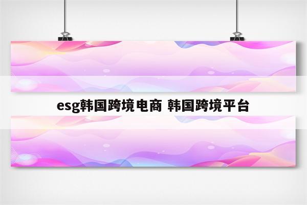 esg韩国跨境电商 韩国跨境平台
