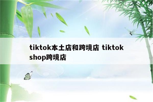tiktok本土店和跨境店 tiktokshop跨境店