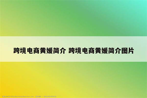 跨境电商黄媛简介 跨境电商黄媛简介图片