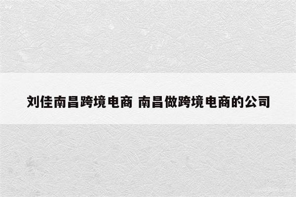 刘佳南昌跨境电商 南昌做跨境电商的公司