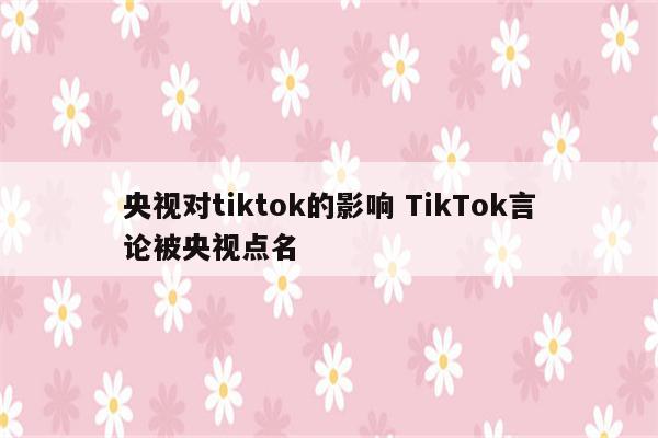 央视对tiktok的影响 TikTok言论被央视点名