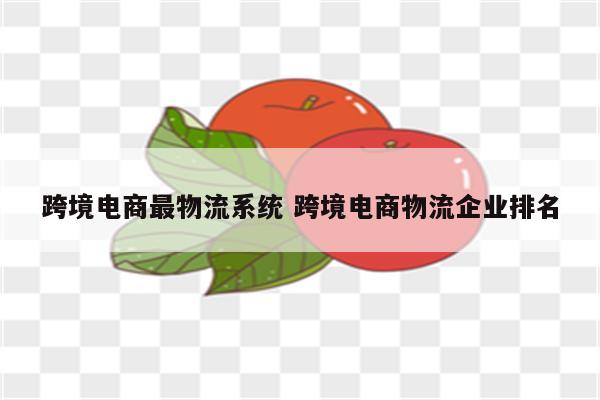 跨境电商最物流系统 跨境电商物流企业排名