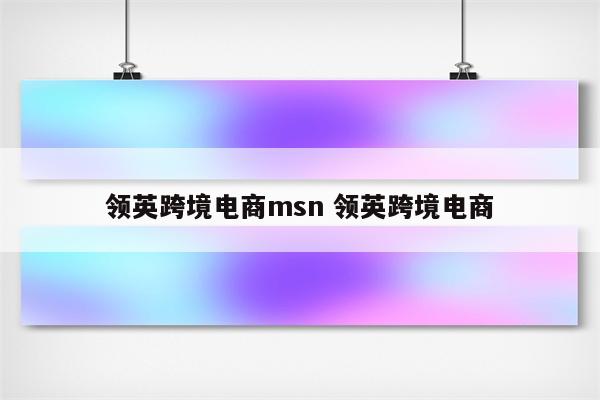 领英跨境电商msn 领英跨境电商