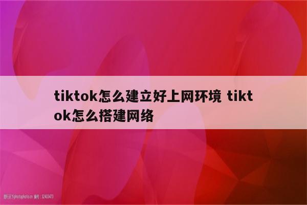 tiktok怎么建立好上网环境 tiktok怎么搭建网络