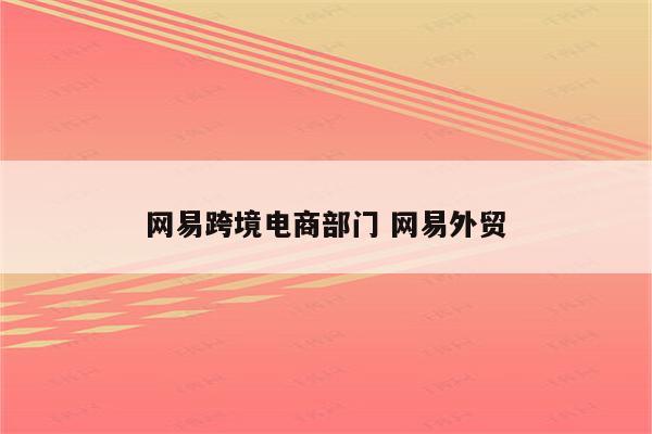 网易跨境电商部门 网易外贸