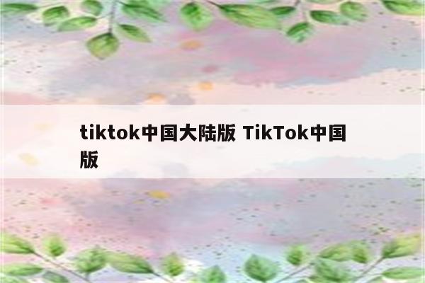 tiktok中国大陆版 TikTok中国版