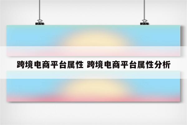 跨境电商平台属性 跨境电商平台属性分析