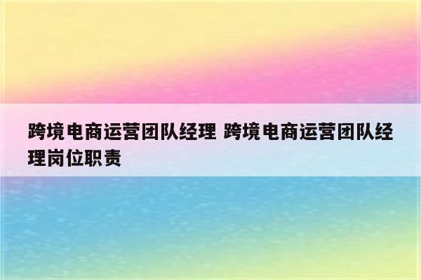 跨境电商运营团队经理 跨境电商运营团队经理岗位职责
