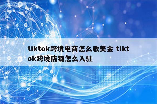 tiktok跨境电商怎么收美金 tiktok跨境店铺怎么入驻