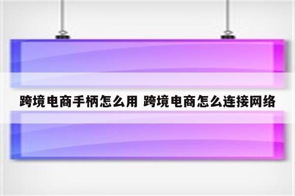 跨境电商手柄怎么用 跨境电商怎么连接网络