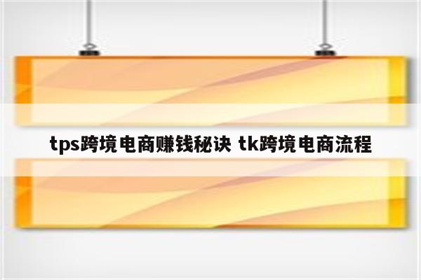 tps跨境电商赚钱秘诀 tk跨境电商流程
