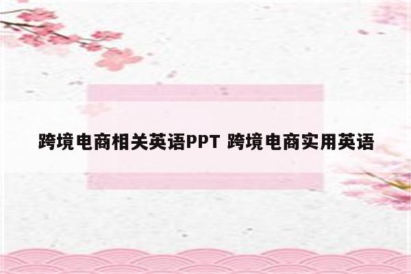 跨境电商相关英语PPT 跨境电商实用英语