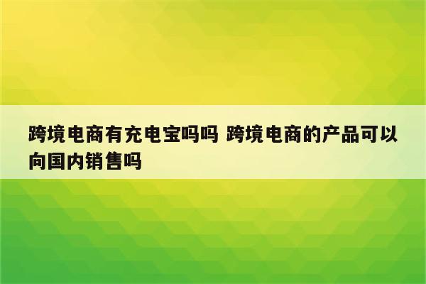 跨境电商有充电宝吗吗 跨境电商的产品可以向国内销售吗