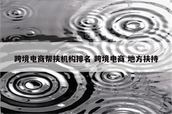 跨境电商帮扶机构排名 跨境电商 地方扶持