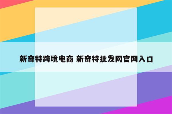 新奇特跨境电商 新奇特批发网官网入口