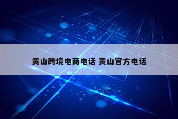 黄山跨境电商电话 黄山官方电话