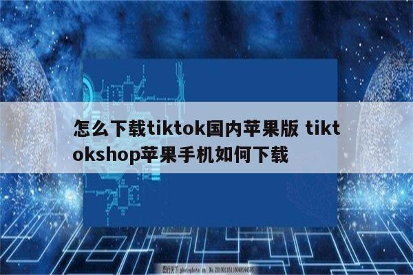 怎么下载tiktok国内苹果版 tiktokshop苹果手机如何下载