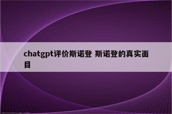 chatgpt评价斯诺登 斯诺登的真实面目