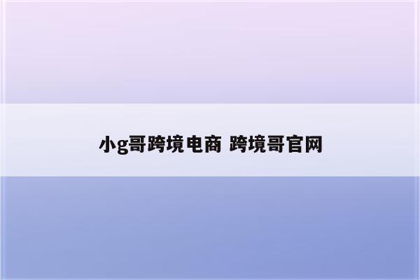 小g哥跨境电商 跨境哥官网
