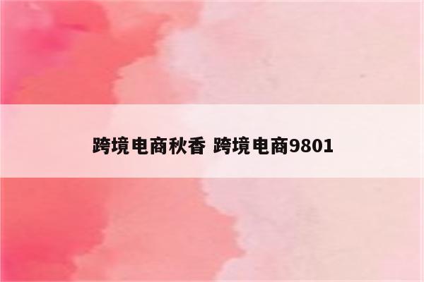 跨境电商秋香 跨境电商9801