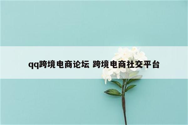 qq跨境电商论坛 跨境电商社交平台