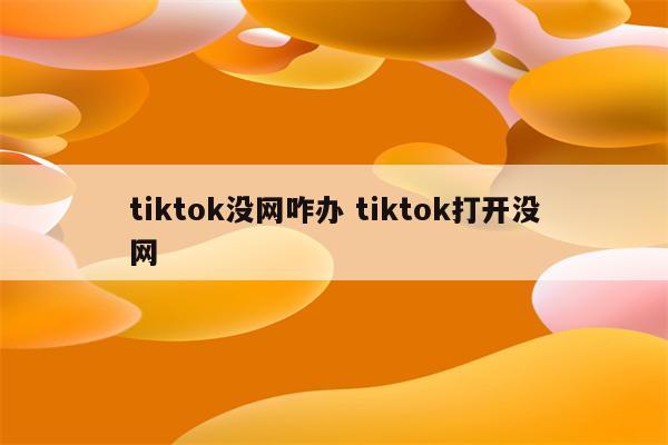 tiktok没网咋办 tiktok打开没网
