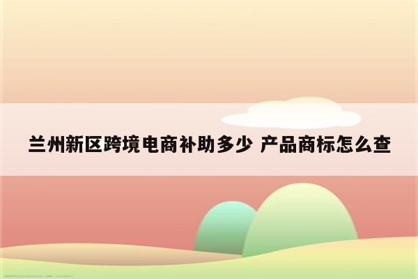 兰州新区跨境电商补助多少 产品商标怎么查