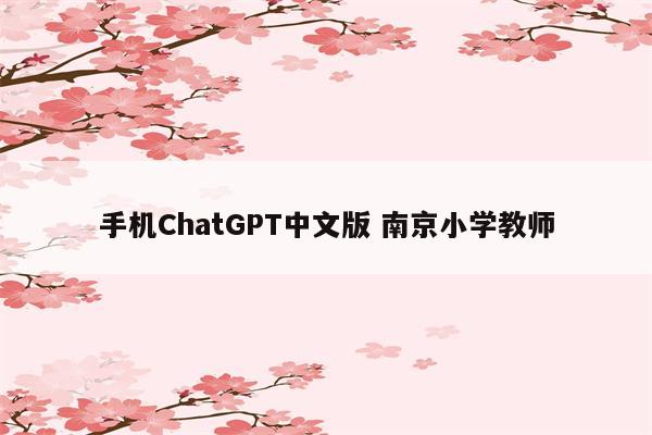 手机ChatGPT中文版 南京小学教师