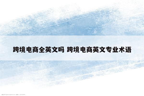跨境电商全英文吗 跨境电商英文专业术语