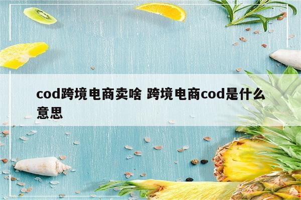 cod跨境电商卖啥 跨境电商cod是什么意思