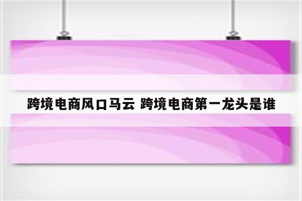 跨境电商风口马云 跨境电商第一龙头是谁