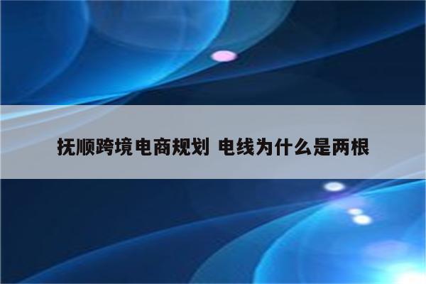 抚顺跨境电商规划 电线为什么是两根