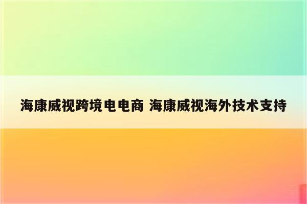 海康威视跨境电电商 海康威视海外技术支持