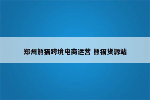郑州熊猫跨境电商运营 熊猫货源站